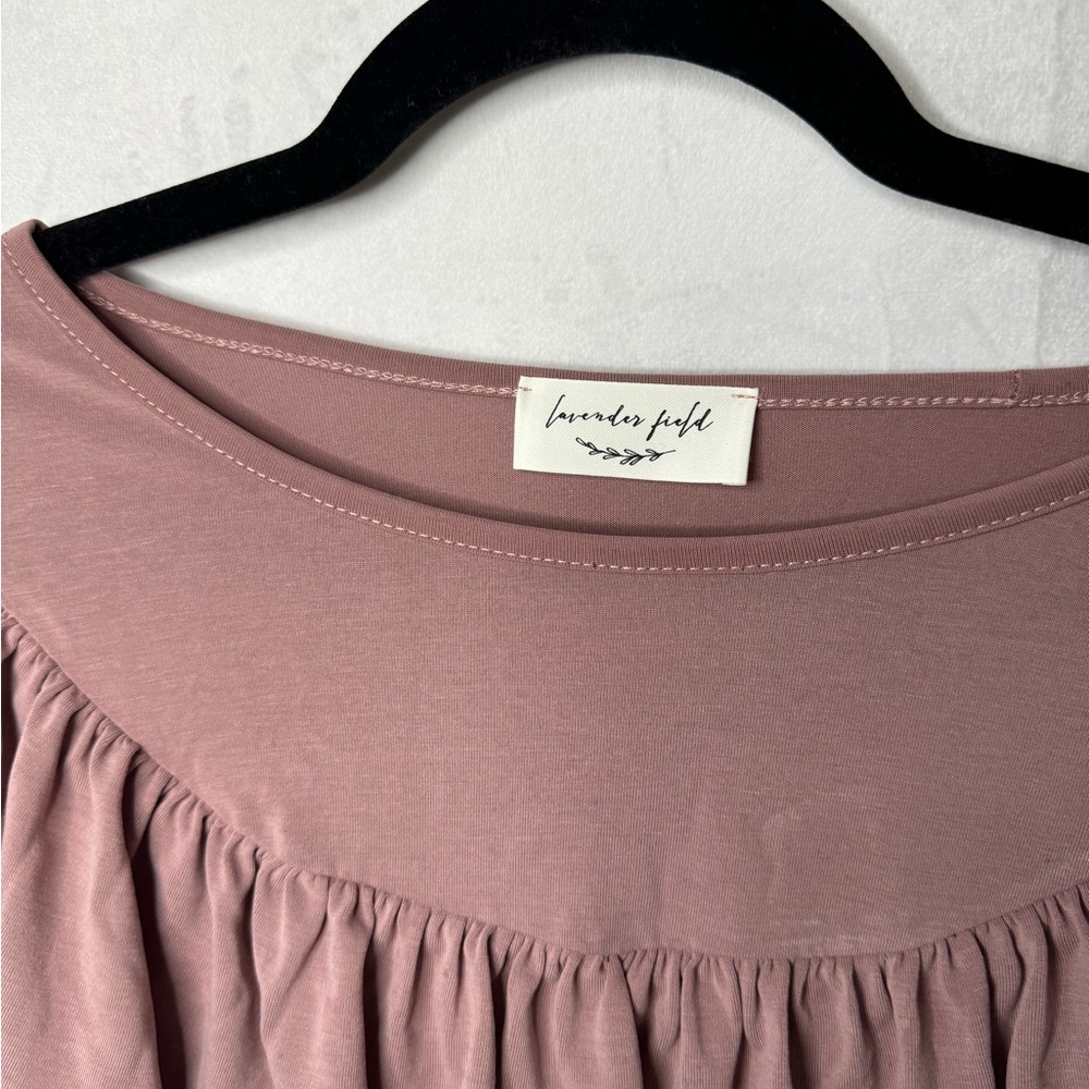 MAUVE RUFFELED ACCENT TOP - Picture 3 of 5